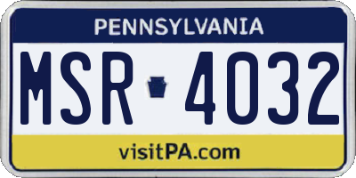 PA license plate MSR4032