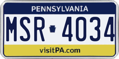 PA license plate MSR4034