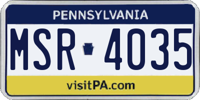 PA license plate MSR4035