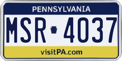 PA license plate MSR4037