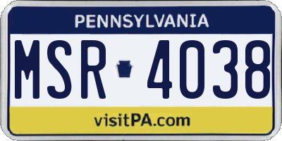 PA license plate MSR4038