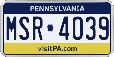 PA license plate MSR4039