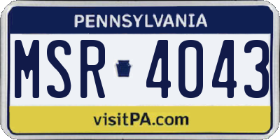 PA license plate MSR4043
