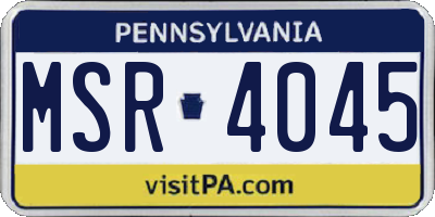 PA license plate MSR4045
