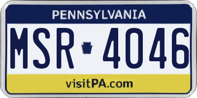 PA license plate MSR4046