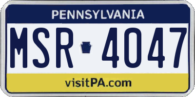 PA license plate MSR4047