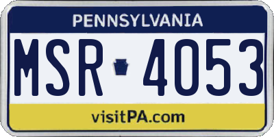 PA license plate MSR4053