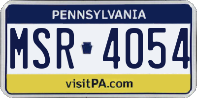 PA license plate MSR4054