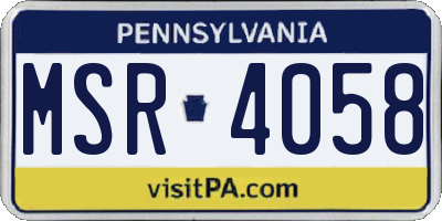 PA license plate MSR4058