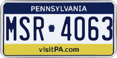 PA license plate MSR4063