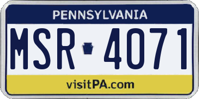 PA license plate MSR4071