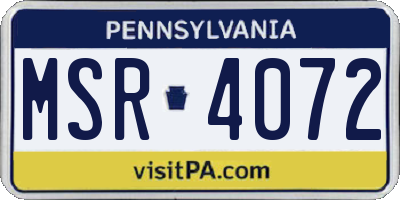 PA license plate MSR4072