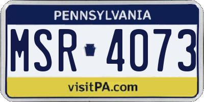 PA license plate MSR4073