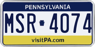 PA license plate MSR4074
