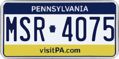 PA license plate MSR4075
