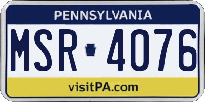 PA license plate MSR4076