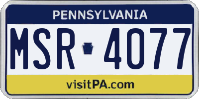 PA license plate MSR4077