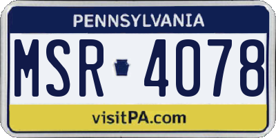 PA license plate MSR4078