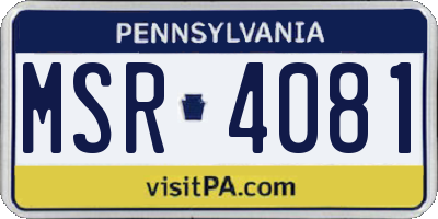 PA license plate MSR4081