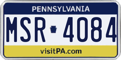 PA license plate MSR4084