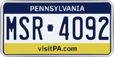PA license plate MSR4092