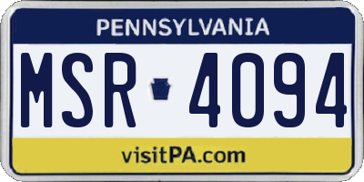 PA license plate MSR4094