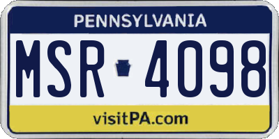 PA license plate MSR4098
