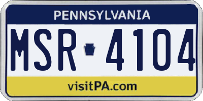 PA license plate MSR4104