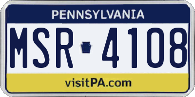 PA license plate MSR4108