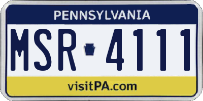PA license plate MSR4111