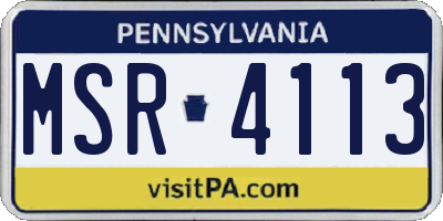 PA license plate MSR4113