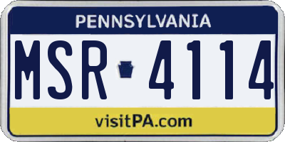 PA license plate MSR4114