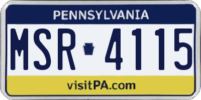 PA license plate MSR4115