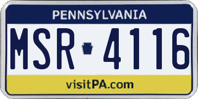 PA license plate MSR4116