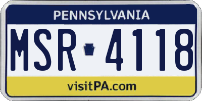 PA license plate MSR4118