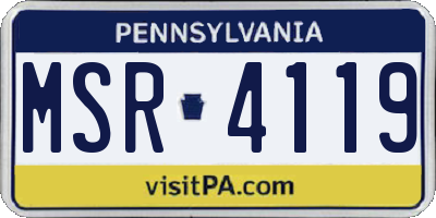 PA license plate MSR4119