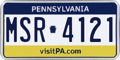 PA license plate MSR4121