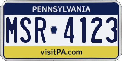 PA license plate MSR4123