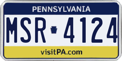 PA license plate MSR4124