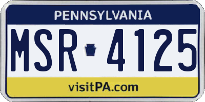 PA license plate MSR4125