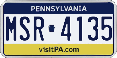 PA license plate MSR4135