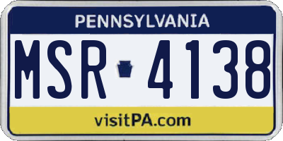 PA license plate MSR4138