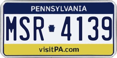 PA license plate MSR4139