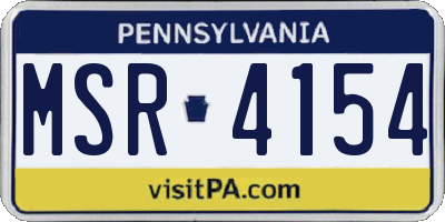 PA license plate MSR4154