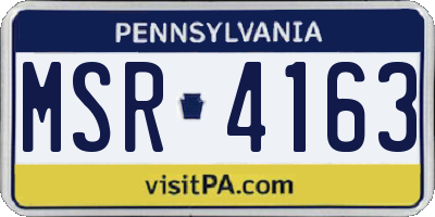 PA license plate MSR4163