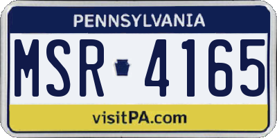 PA license plate MSR4165