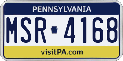 PA license plate MSR4168
