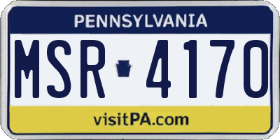 PA license plate MSR4170