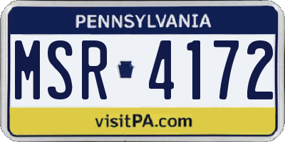 PA license plate MSR4172