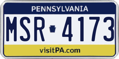 PA license plate MSR4173